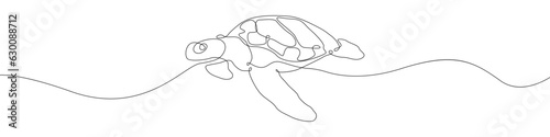 Turtle icon line continuous drawing vector. One line Sea turtle reptile icon vector background. freshwater turtle icon. Continuous outline of a Cartoon turtle icon.