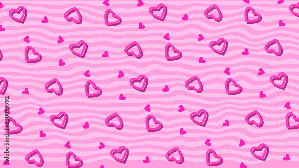 Love Pink Patterns background in pink and white colors with hearts. Perfect for Valentine's Day, baby, beauty, fantasy, magical, princess videos.