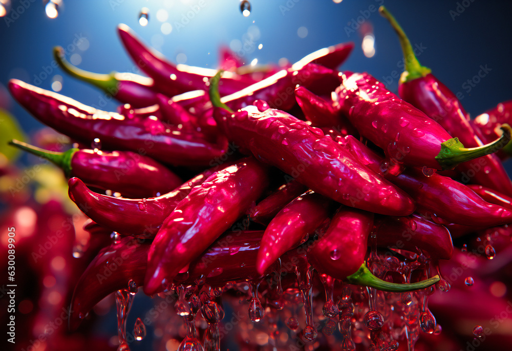 red hot chili peppers moving in the air on pink background red hot chili peppers moving in the air on pink background