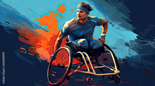 Paralympian in a wheelchair during the competition. Inclusive sport for people with special needs