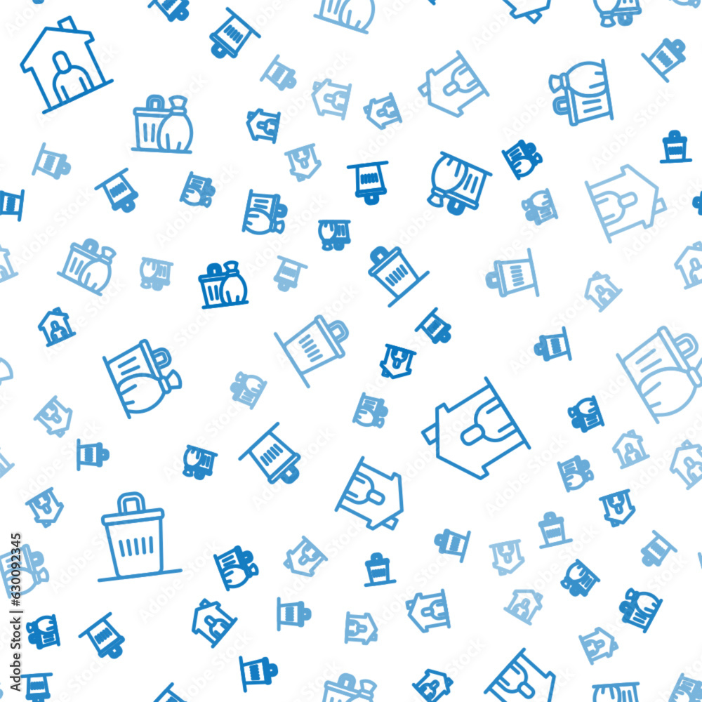 Set line Trash can, Shelter for homeless and on seamless pattern. Vector Set line Trash can, Shelter for homeless and on seamless pattern. Vector