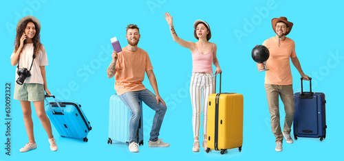 Set of happy people with pa...