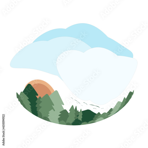 FOREST AND SKY GLASS BALL ILLUSTRATION DESIGN