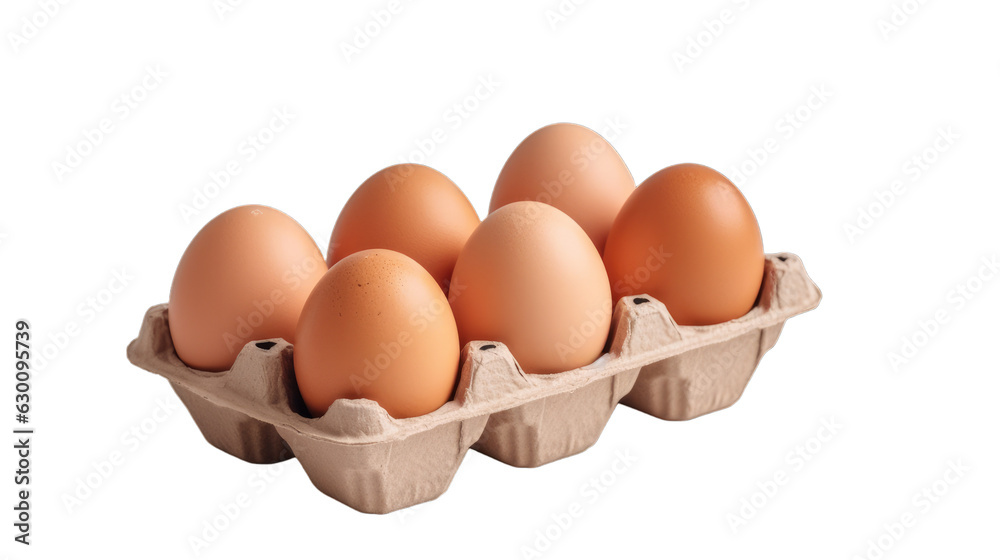Eggs in a carton box of 6 isolated on a transparent background Eggs in a carton box of 6 isolated on a transparent background