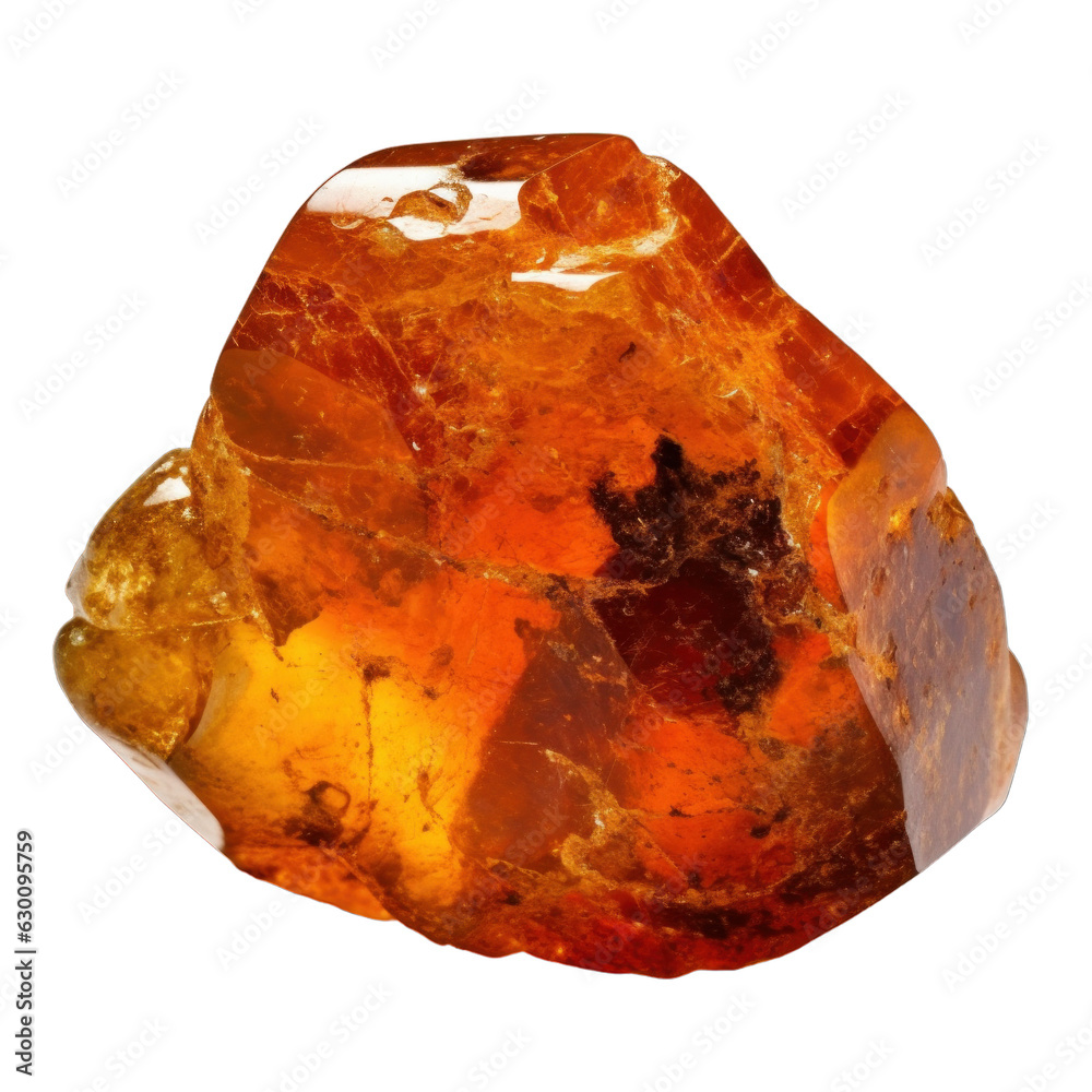 A single orange amber gemstone isolated on a transparent background A single orange amber gemstone isolated on a transparent background