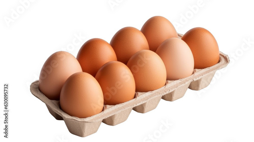 Eggs in a carton box isolated on a transparent background