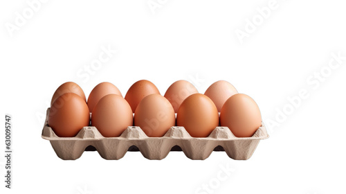 Eggs in a carton box of 10 isolated on a transparent background