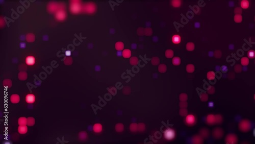 Pink purple bokeh dots flickering effect background animation. Moving bokeh balls in a dark background.