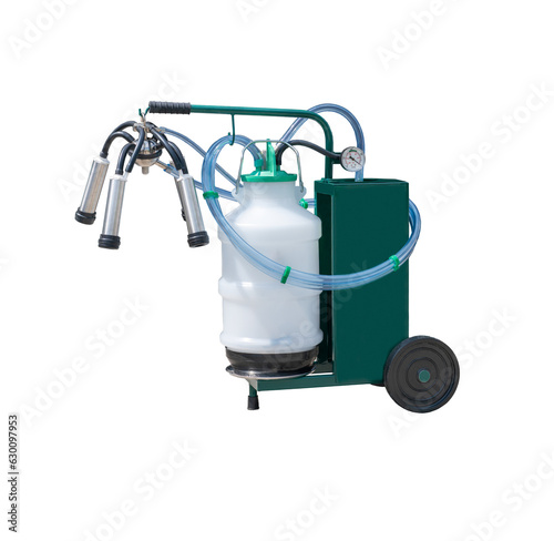 Fotografi Isolated milking machine, dairy farm equipment.