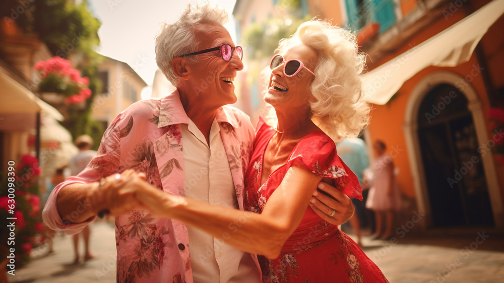 Image of happy old couple, Generative AI