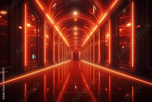 Futuristic hallway. Ai art