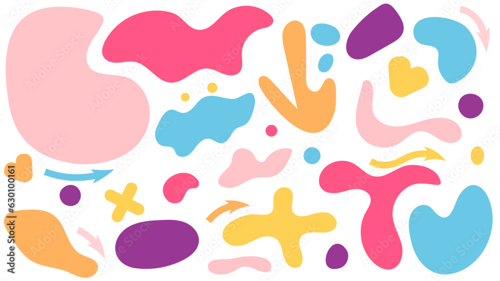 Abstract hand drawn set various colorful abstract shapes Abstract hand drawn set various colorful abstract shapes