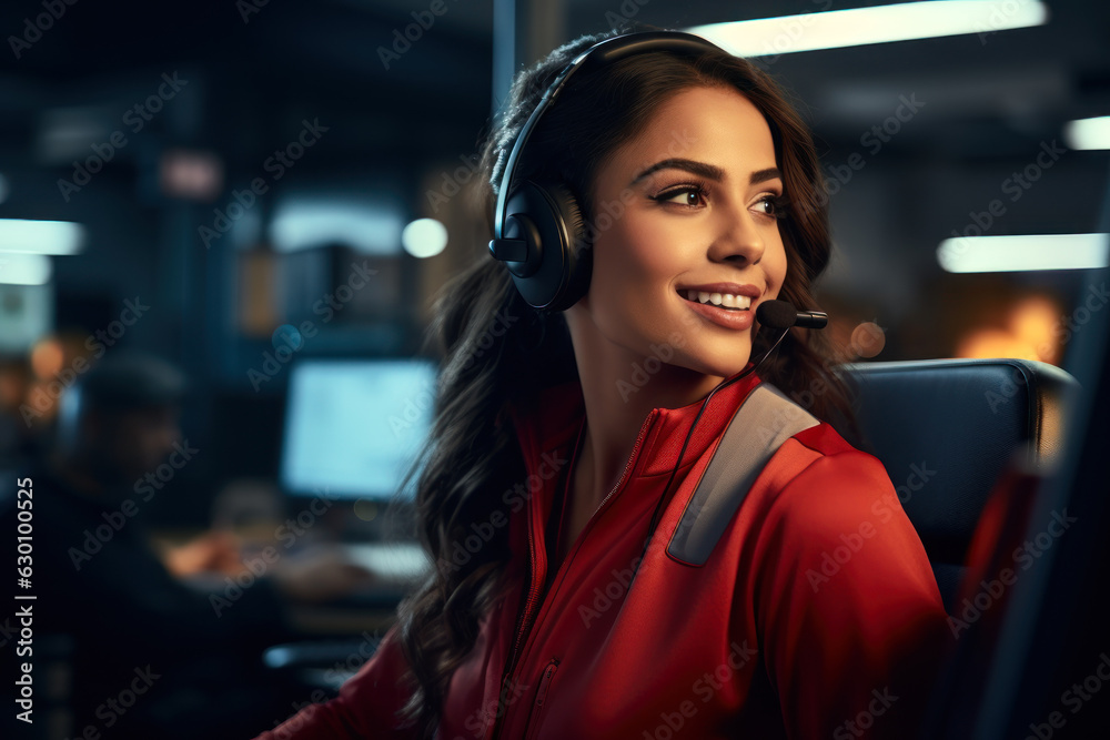 girl call center operator in headphones generative ai girl call center operator in headphones generative ai