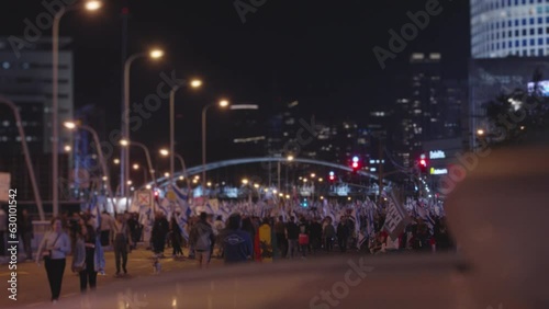 Protesters in Israel march during protest against judicial reform