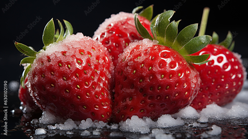 Strawberry enduring a snowfall, an image of resilience and perseverance