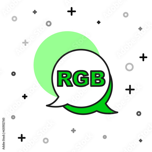Filled outline Speech bubble with RGB and CMYK color mixing icon isolated on white background. Vector