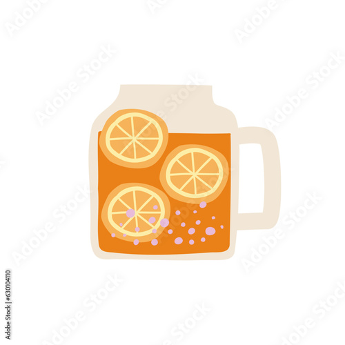 glass with cocktail in flat style. hand drawn vector illustration.