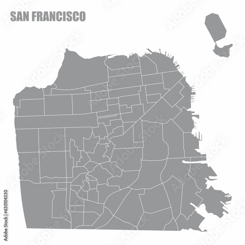 Obraz na płótnie San Francisco city administrative map w salonie