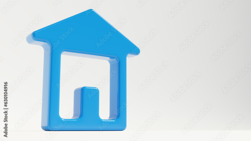 3d rendering of blue house icon in isolated stage, home buying theme 3d rendering of blue house icon in isolated stage, home buying theme