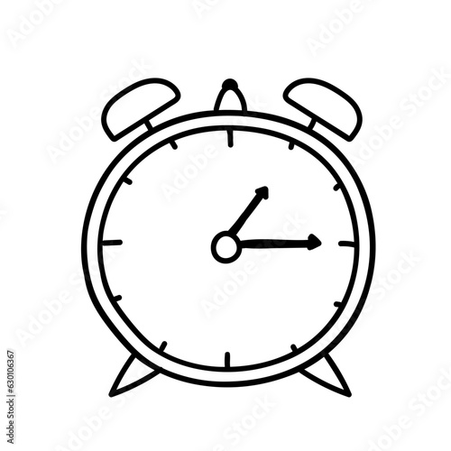 Hand drawn alarm clock on a white background.