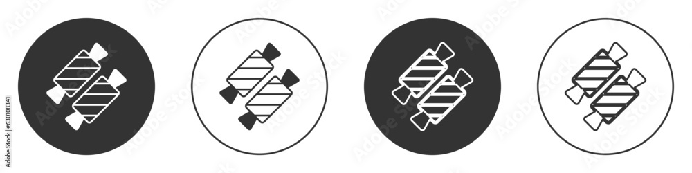 Black Candy icon isolated on white background. Happy Valentines day. Circle button. Vector Black Candy icon isolated on white background. Happy Valentines day. Circle button. Vector