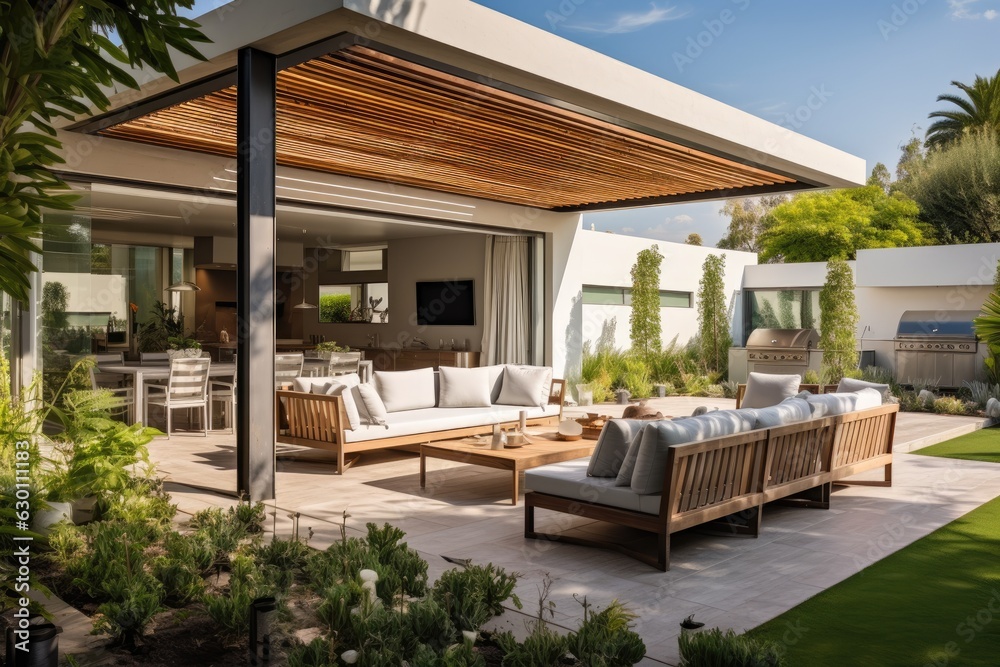 In January 2023, in Phoenix, Arizona, there is a residential outdoor area featuring a rear patio and porch. In January 2023, in Phoenix, Arizona, there is a residential outdoor area featuring a rear patio and porch.