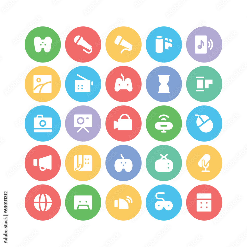 Pack of Multimedia Equipment Flat Circular Icons

