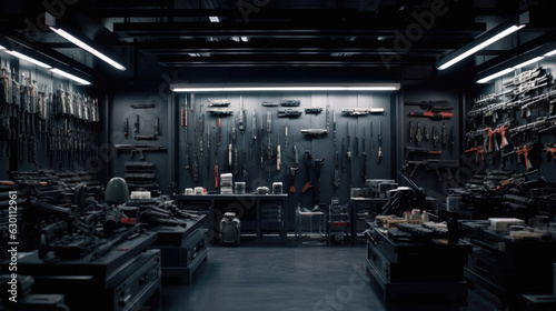 Foto Modern interior of gun shop