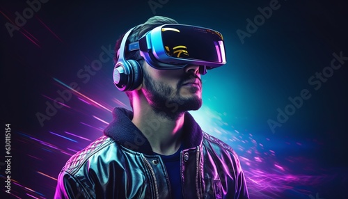Young Man with Virtual Reality Glasses in Stock Image © wiizii