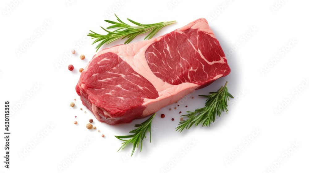 Fresh raw beef meat isolated on white background for culinary and food concept Fresh raw beef meat isolated on white background for culinary and food concept