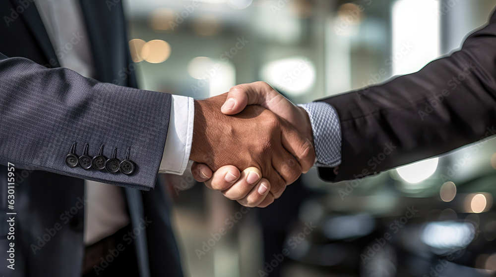 Photo of A businessman's handshake. Photo emphasizes the significance of a handshake in business negotiations, portraying the essence of trust and commitment between the two parties