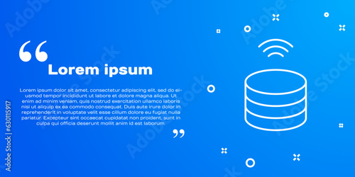 White line Smart Server, Data, Web Hosting icon isolated on blue background. Internet of things concept with wireless connection. Vector