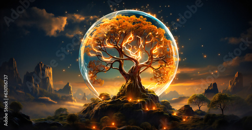 an image of a tree shaped like a globe