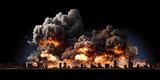 photograph of Explosions in city isolated on white background,generative ai