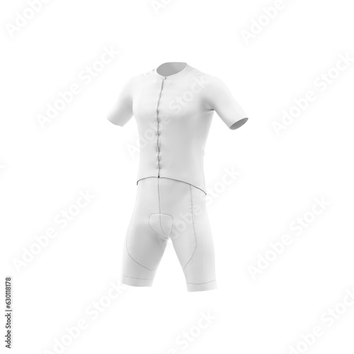 Blank white cycling outfit half side view mockup isolated on a white background