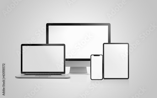 Blank Devices isolated in a white background