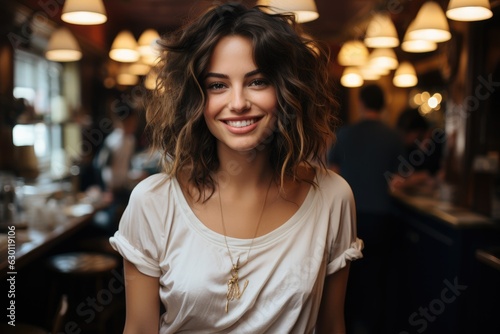 Portrait of a girl smiling happily - stock photography