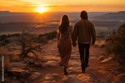 young couple exploring Canyonlands - people photography