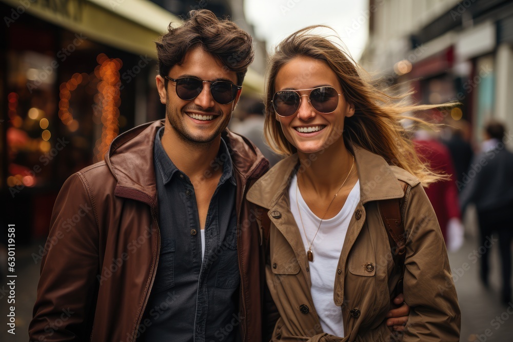young couple exploring new cities - people photography young couple exploring new cities - people photography