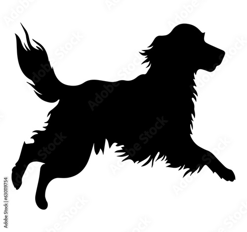 Silhouette of a cheerful spaniel dog jumping vector illustration