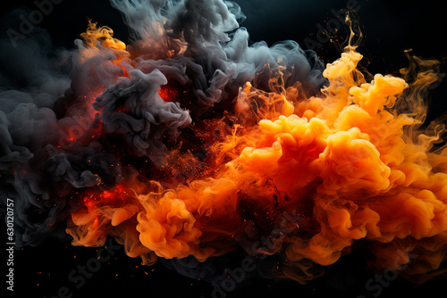 smoke and fire on black background, fire background. abstract background, design.Generative AI