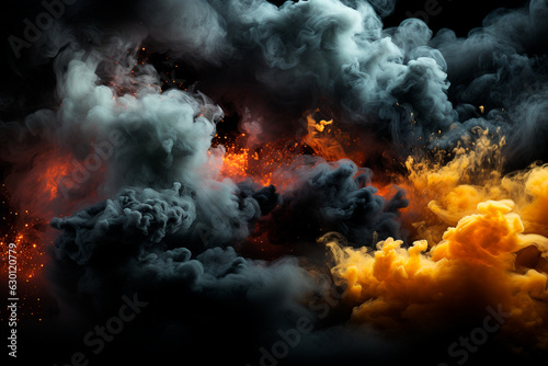 smoke and fire on black background, fire background. abstract background, design.Generative AI