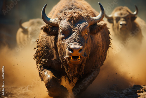 a bull running through the bullring,Generative AI