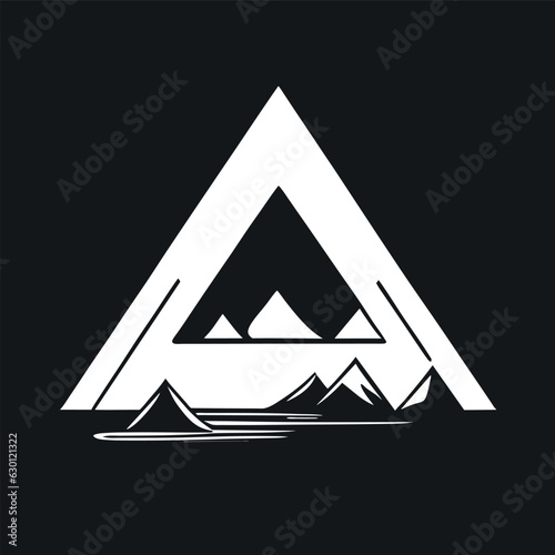 triangular logo for a human resource management company in the media and broadcast industry, silhoue, vector illustration doodle line art