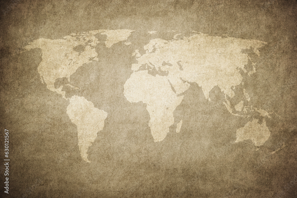 Old map of the world in grunge style. Perfect vintage background..