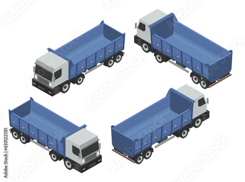 Isometric tipper truck 3d vector 