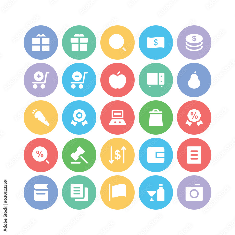 Flat Icons of Shopping and Buying
