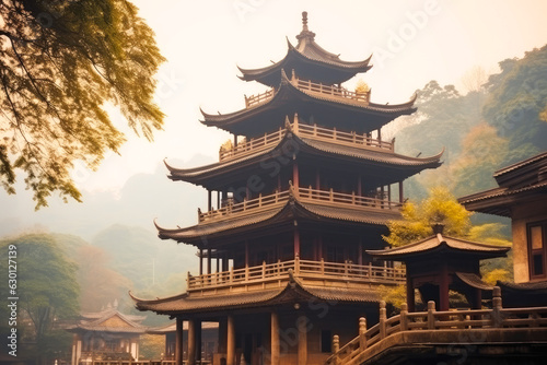 Ancient architecture temple pagoda in the park  China