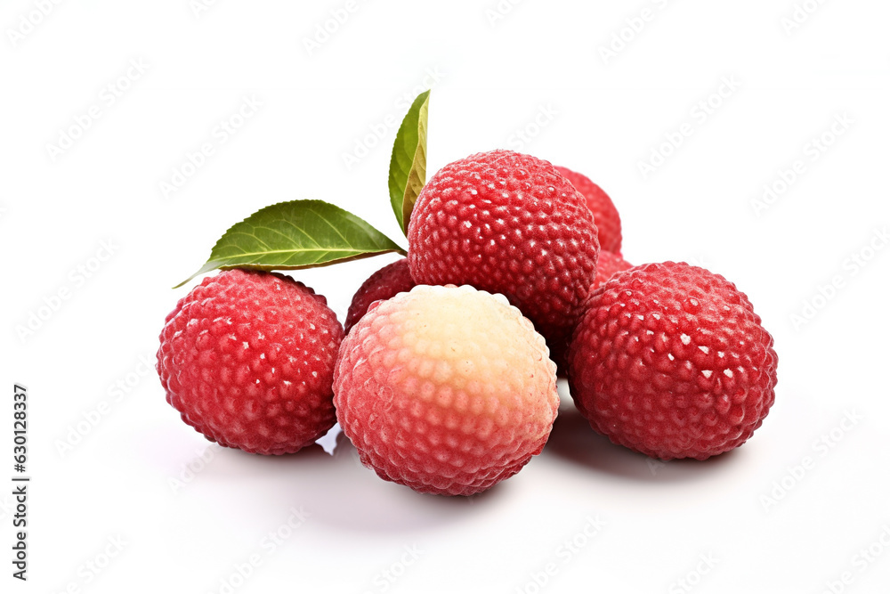 Lychee on a white background. Fresh red lychee fruit. Lychee on a white background. Fresh red lychee fruit.