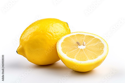Ripe lemon on a white background. 